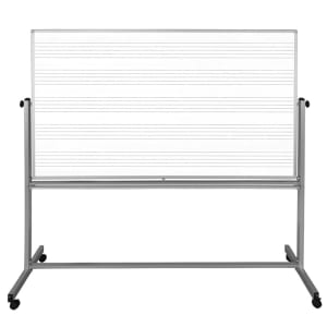 304-MB7248MW 72" x 48" Mobile Double-Sided Music Whiteboard/Whiteboard w/ Aluminum Fram...