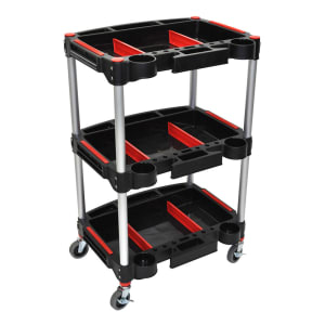 304-MC3 32" 3 Level Mechanics Cart w/ 132 lb Capacity - Aluminum/Plastic, Black