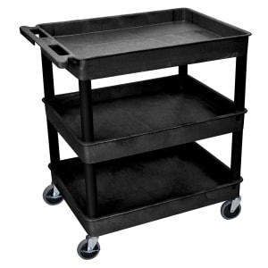304-TC111B 3 Level Polymer Utility Cart w/ 400 lb Capacity, Raised Ledges