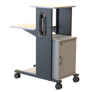 304-WPS4CE 40" 4 Level Presentation Station w/ 110 lb Capacity & Locking Cabinet - Steel/Laminate, Black/Gray