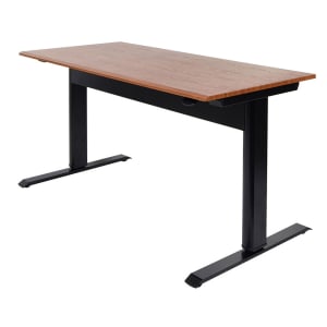 304-SPN56FBKTK 56" Adjustable Standing Desk - Steel Frame, Teak Tabletop
