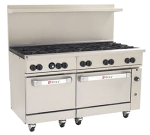 290-C60SS10BNG 60" 10 Burner Gas Range w/ (2) Standard Ovens, Natural Gas
