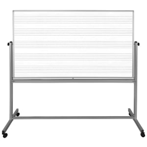 304-MB7248MM 72" x 48" Mobile Double-Sided Music Whiteboard w/ Aluminum Frame