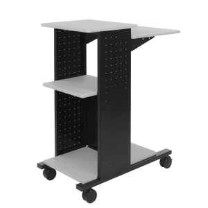 304-WPS4 40" Mobile Presentation Workstation w/ (4) Shelves - Steel Frame, Black/Gray