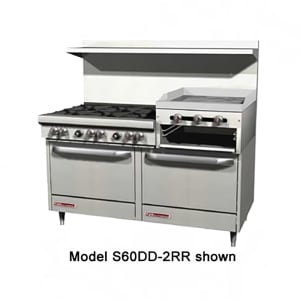 348-4606DD2RRLP 60" 5 Burner Gas Range w/ Griddle/Broiler & (2) Standard Ovens, Liquid P...