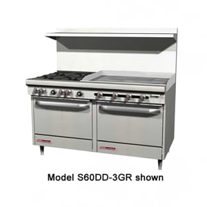 348-S60AD4GNG 60" 2 Burner Gas Range w/ Griddle & (1) Standard & (1) Convection Oven...