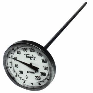 383-6215J 2" Dial Type Pocket Thermometer w/ 8" Stem, 0 to 220 Degrees F