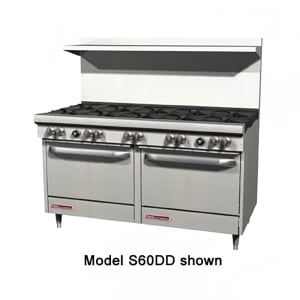 348-S60ACLP 60" 10 Burner Gas Range w/ Griddle & Convection Oven & Storage Base, Liq...