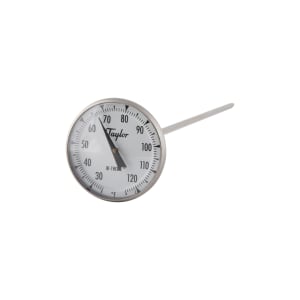 383-6212J 2" Dial Type Pocket Thermometer w/ 8" Stem, 25 to 125 Degrees F