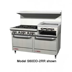 348-4603DD2RRLP 60" 6 Burner Gas Range w/ Griddle/Broiler & (2) Standard Ovens, Liquid P...