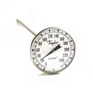 383-8238J 1 3/4" Dial Type Pocket Thermometer w/ 8" Stem, 0 to 250 Degrees C
