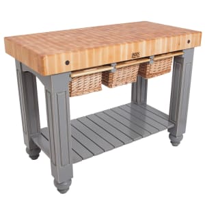 416-CUGB4824UG 48" Gathering Block Table III, Hard Maple Top w/ Useful Gray Stain Base