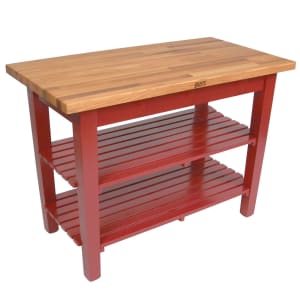 416-OC60252SBN American Heritage Oak C Table, 2 Shelves, 60 x 35" H, Barn Red