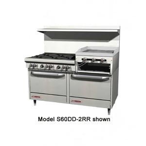 348-S60AD2RRLP 60" 6 Burner Gas Range w/ Griddle/Broiler & (1) Standard & (1) Convec...