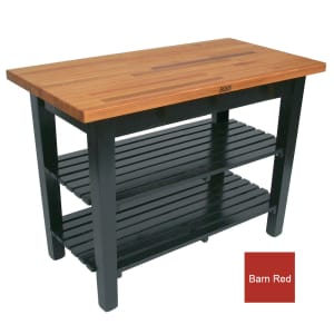 416-OC48252SBN American Heritage Oak C Table, 2 Shelves, 48 x 35" H, Barn Red