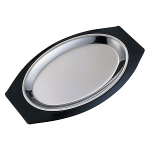 482-RO117BLC Complete Platter Set w/ Oval Handle, Stainless Insert, Black