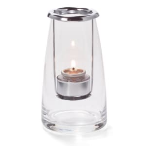 461-1606C Lighthouse Lamp w/ Hanging Tealight Holder, 3 1/4 x 6", Hand Blown Glass, Clear