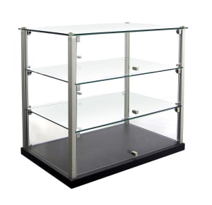 569-TN583 3 Tier Enclosed Dual Service Pass-Thru Display w/ (2) Glass Shelves