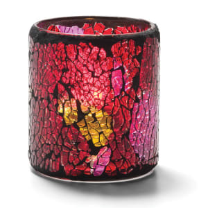 461-6301RG Crackle Votive Lamp For HD8, HD12 Or HD15, Red & Gold Glass