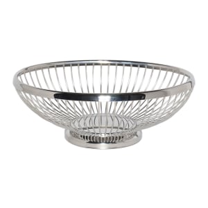 482-WBBO9PS 9" Oval Wire Basket w/ Weighted Base, Polished Stainless