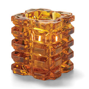 461-5151A Faceted Votive Holder for HD8 & HD15 - 3" x 3 1/4", Amber