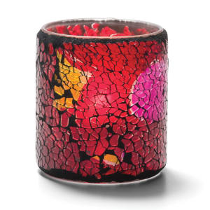 461-6351RG Crackle Votive Lamp For HD8, HD12 Or HD15, Red & Gold Frosted Glass