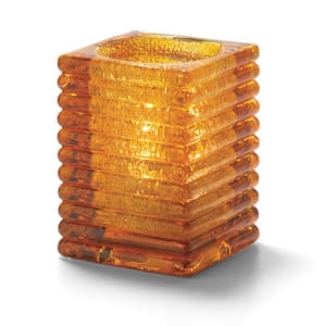 461-1511AJ Horizontal Rib Glass Block Lamp, 4 1/8" H x 2 7/8" W, Amber Jewel