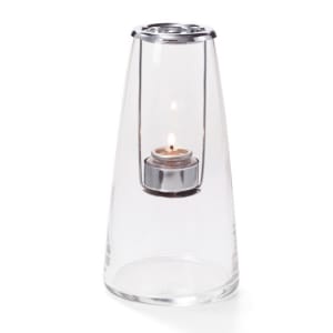 461-1608C Lighthouse Lamp w/ Hanging Tealight Holder, 4x8 1/4", Hand Blown Glass, Clear