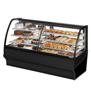598-TDMDZ77GEGEBW 77 1/4" Full Service Dual Zone Bakery Case w/ Curved Glass - (4) Levels, 115v