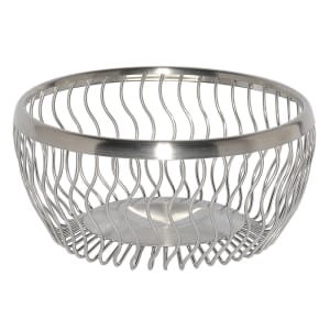 482-WBRW9BS 9" Round Wire Basket, Wavy, Brushed Stainless