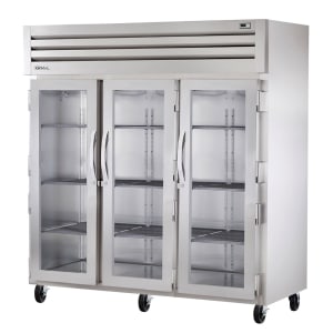 True STA3R-3G-HC 77 3/4&quot; Three Section Reach In Refrigerator, (3) Left/Right Hinge Glass Doors, 115v