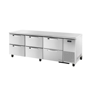 True TUC-93D-6-HC~SPEC3 93&quot; W Undercounter Refrigerator w/ (3) Sections &amp; (6) Drawers, 115v