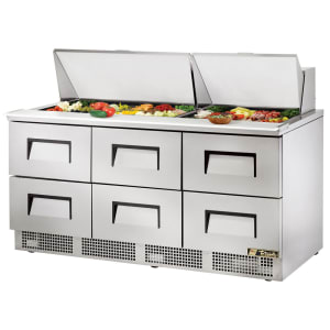 598-TFP7230MD6 72" Sandwich/Salad Prep Table w/ Refrigerated Base, 115v