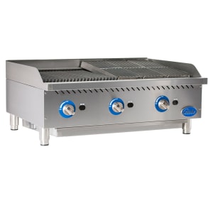 605-GCB36GCR 36" Countertop Gas Charbroiler w/ Reversible Grates, Radiant, Stainless