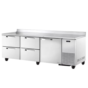 True TWT-93D-4-HC~SPEC3 93&quot; Worktop Refrigerator w/ (3) Sections, (1) Door &amp; (4) Drawers, 115v