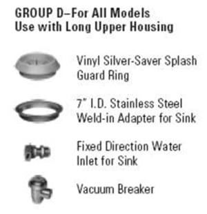 617-ACCESSGROUPD Disposer Accessories w/ Water Inlet Weld In Adapter For Sink & Vacuum Breaker