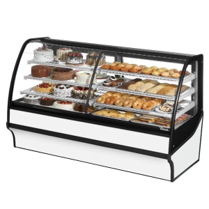 598-TDMDZ77GEGEWW 77 1/4" Full Service Dual Zone Bakery Case w/ Curved Glass - (4) Levels, 115v