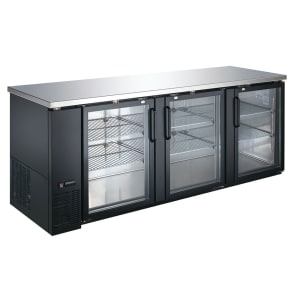 847-VUBB4 90" Bar Refrigerator - 3 Swinging Glass Doors, 115v
