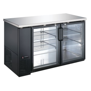 847-VUBB2 59" Bar Refrigerator - 2 Swinging Glass Doors, Black, 115v