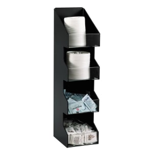 472-VCO4 Lid or Condiment Organizer, 4 Section, Black Polystyrene