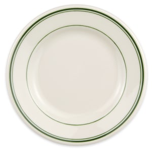 179-2031 7 1/8" Round Plate - China, Ivory w/ Green Band