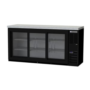 118-BB72HC1GSB27 72" Bar Refrigerator - 3 Sliding Glass Doors, Black, 115v