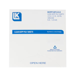 909-BOPP10F1414 Food Wrapping Sheets - 14" x 14", Polypropylene