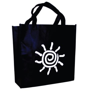909-NW128138 Non Woven Poly Shopping/Grocery Bag - 12 1/2" x 8 1/2" x 13 1/2", Black