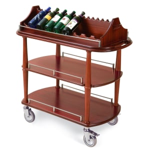 121-70516 Oval Wine Cart w/ Hanging Stemware Rack, Removable Caddy Top