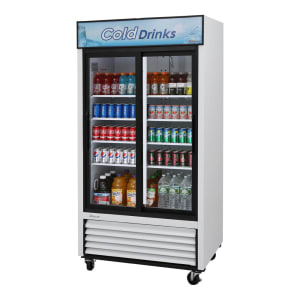 083-TGM35RN 41" TGM Series Two Section Glass Door Merchandiser - (2) Sliding Doors, White, 115v
