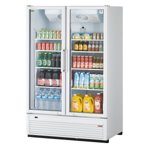 083-TGM47SDN 51" Super Deluxe Two Section Glass Door Merchandiser - (2) Left/Right Hinge Doors, White, 115v