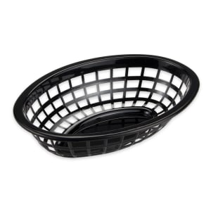 284-OB734BK Oval Bread & Bun Basket, 8" x 5 1/2", Polypropylene, Black