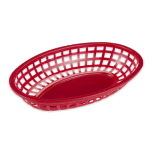 284-OB938R Oval Bread & Bun Basket, 9 1/2" x 6", Polypropylene, Red