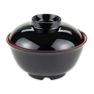 284-B123F 12 oz Round Melamine Bowl, Red/Black